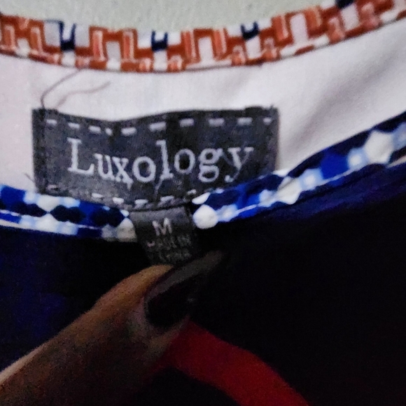 Luxology Bohemian style maxi dress medium blue orange cream - Picture 6 of 7